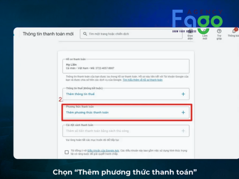 Thêm phương thức thanh toán