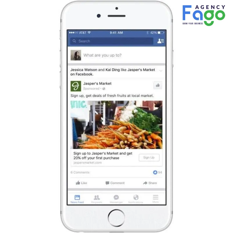 Ví dụ về quảng cáo Facebook trong luồng tin (In-Feed Ads)