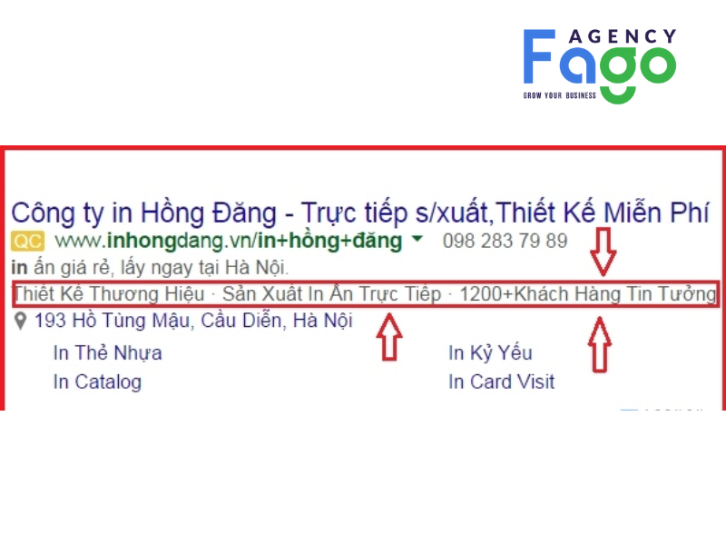 Ví dụ về việc sử dụng con số tạo sức hút lợi thế cạnh tranh