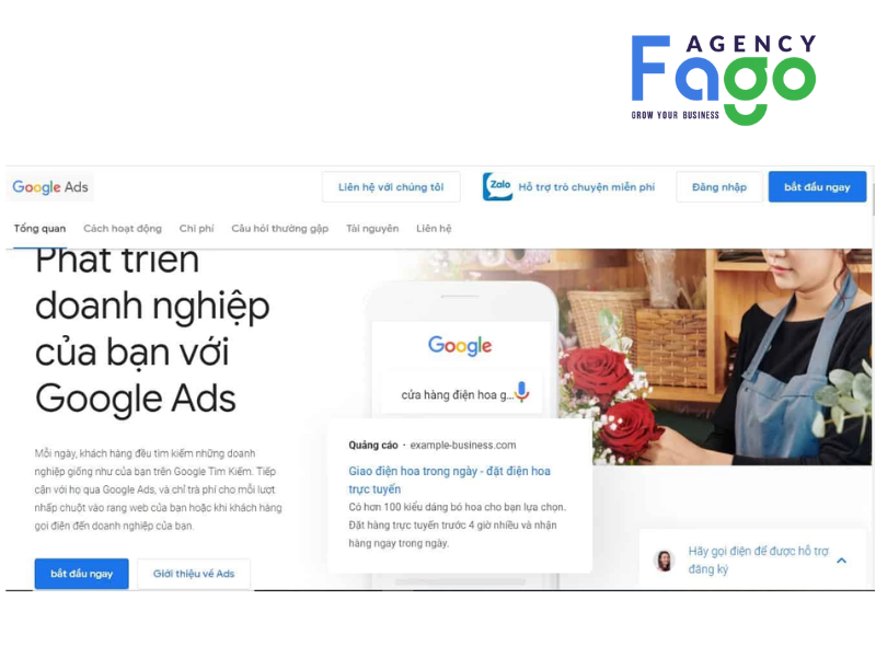 Nhấp chọn nút "Đăng nhập" ở góc trên bên phải để đăng nhập Google Ads