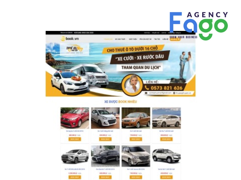 Mẫu thiết kế website dịch vụ cho thuê xe tại Fago Agency