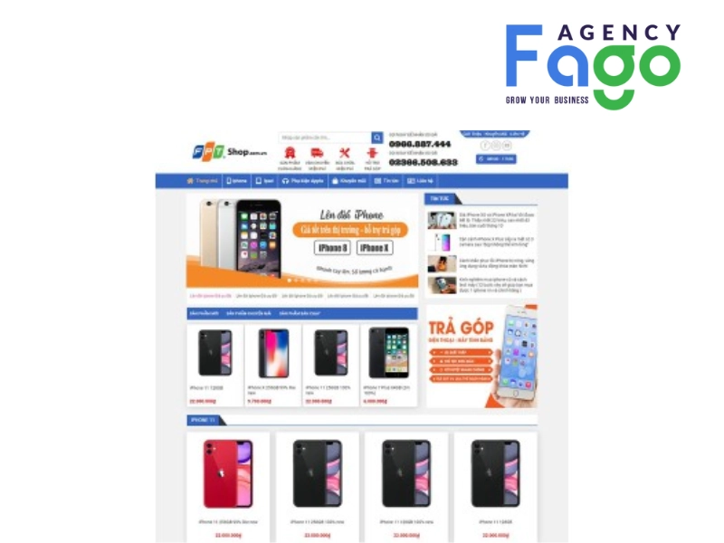 Mẫu thiết website bán điện thoại Iphone tại Fago Agency