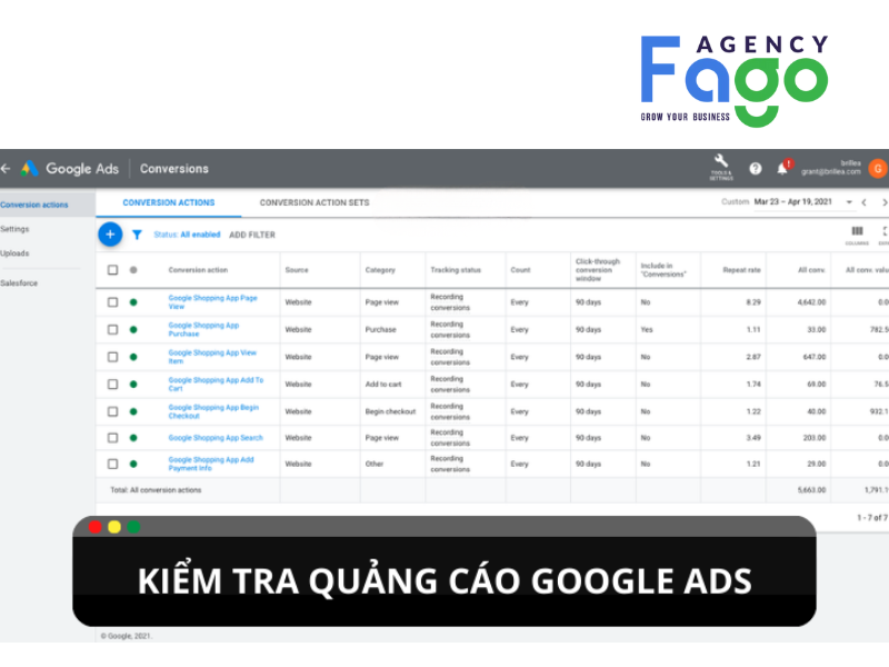 Các bước kiểm tra quảng cáo Google Ads