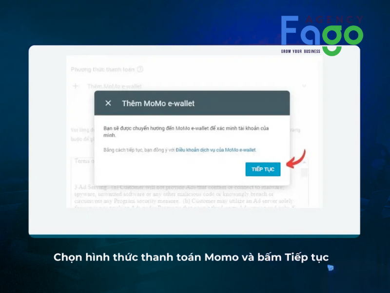 Chọn Thêm MoMo e-wallet