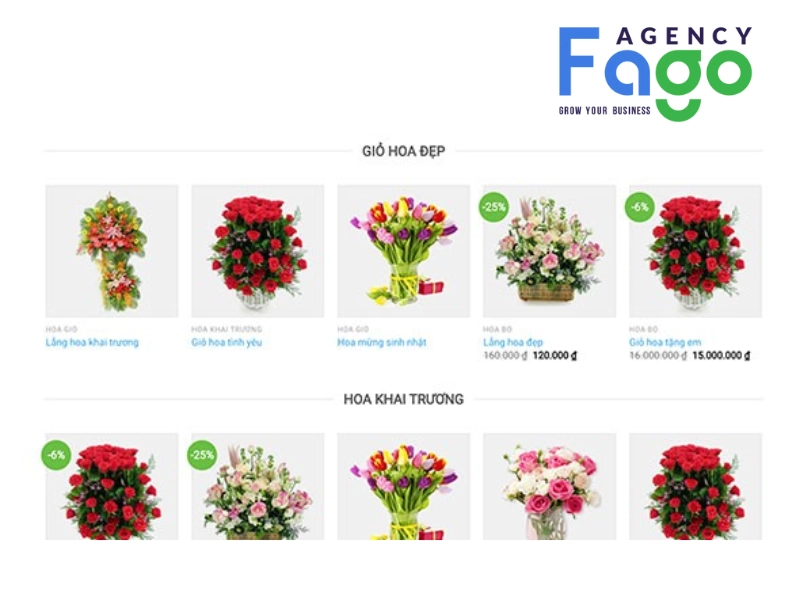 Mẫu thiết kế website bán hoa tại Fago Agency