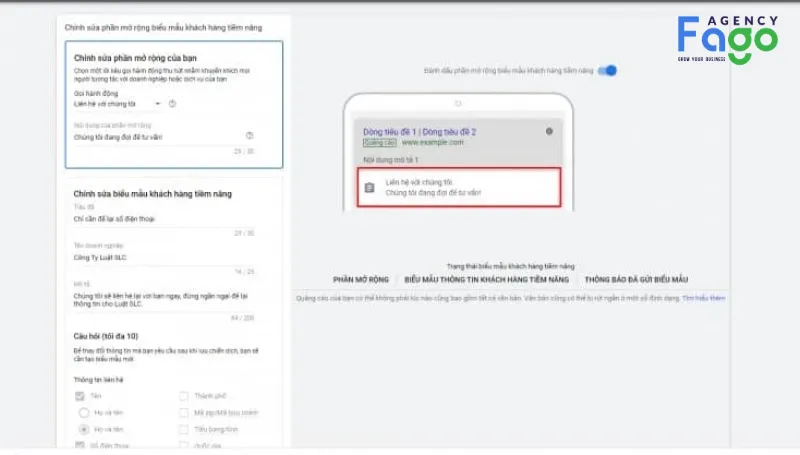 Tiện ích biểu mẫu khách hàng tiềm năng (Lead Form Extensions)
