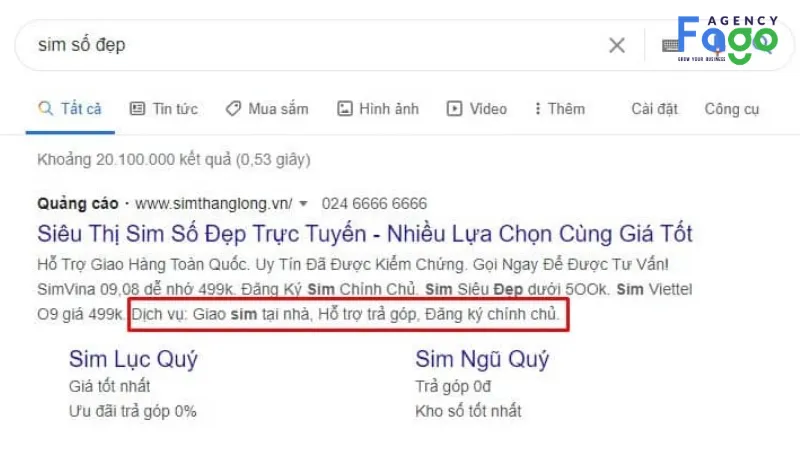 Tiện ích đoạn thông tin có cấu trúc (Structured Snippet Extensions)
