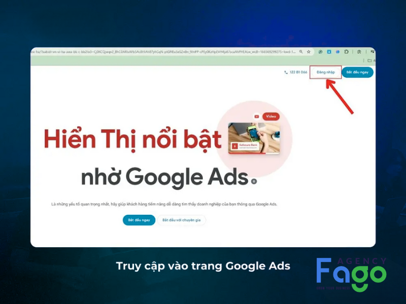 Đăng nhập tài khoản Google Adwords