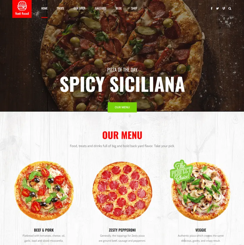 thiết kế website thực phẩm