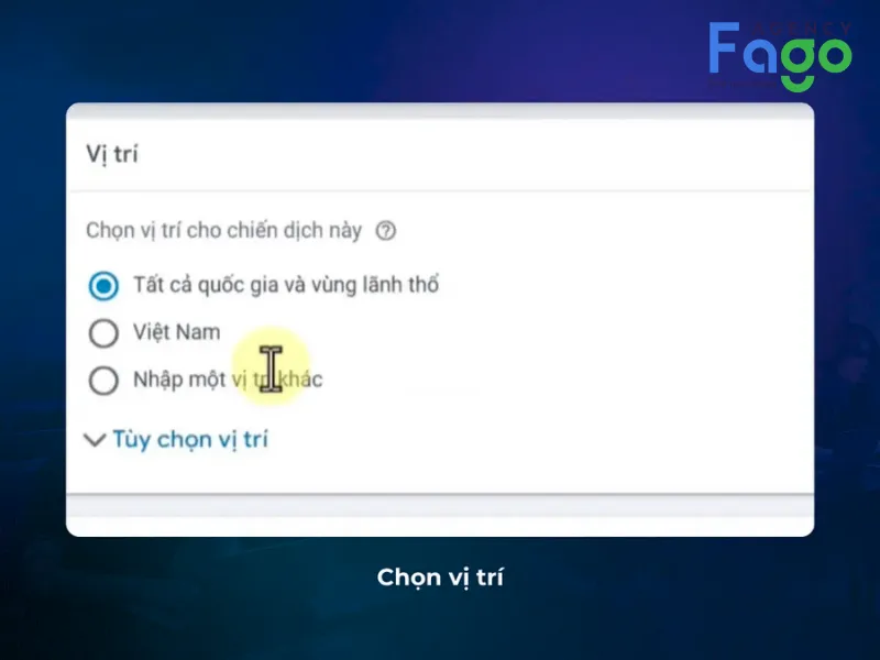 Chọn vị trí