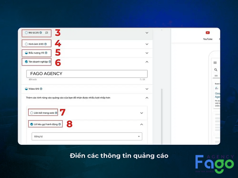 Điền thông tin quảng cáo