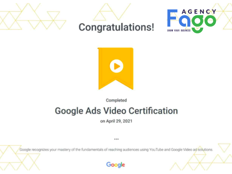 Chứng chỉ Google Ads Video