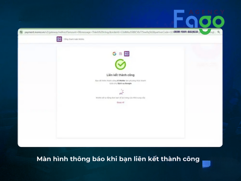 Sau khi liên kết thành công, bạn cần nạp tiền vào ví MoMo để có thể thanh toán Google Ads