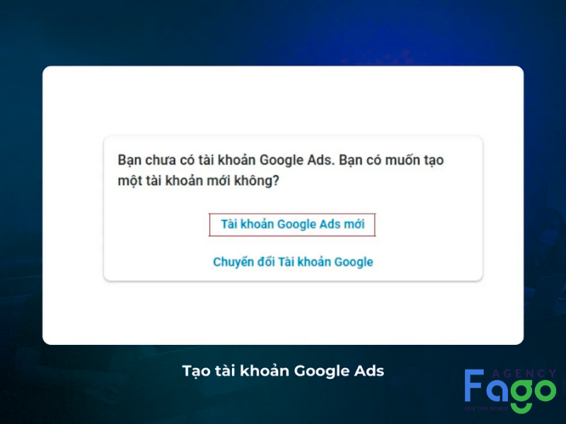 Truy cập trang đăng ký Google Ads