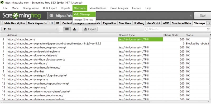 Cách tạo nhanh Sitemaps với Screaming Frog