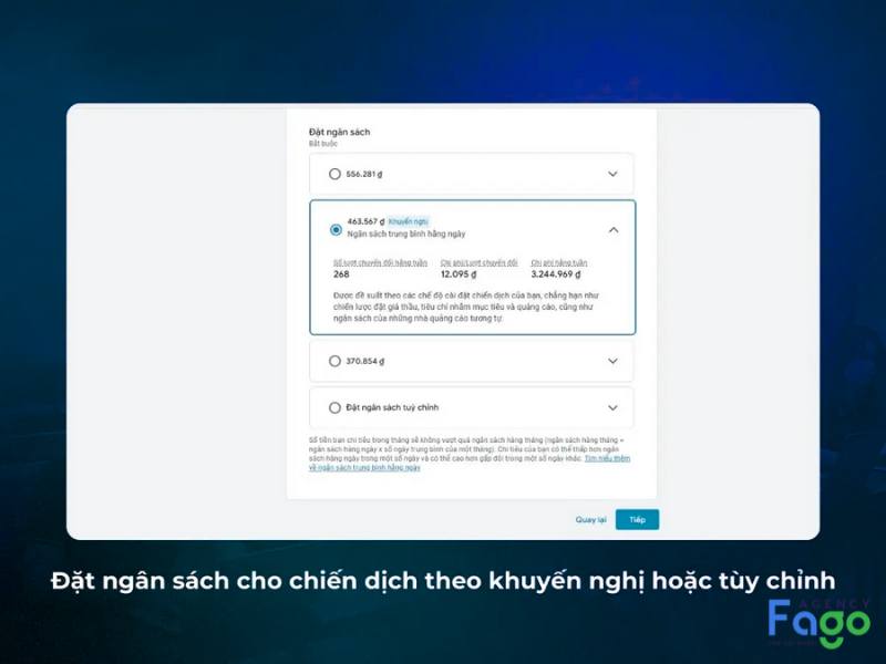Đặt ngân sách hàng ngày cho chiến dịch