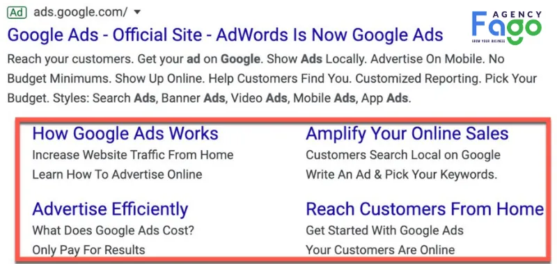 Sử dụng tiện ích mở rộng quảng cáo (Ad Extensions) để tăng điểm chất lượng